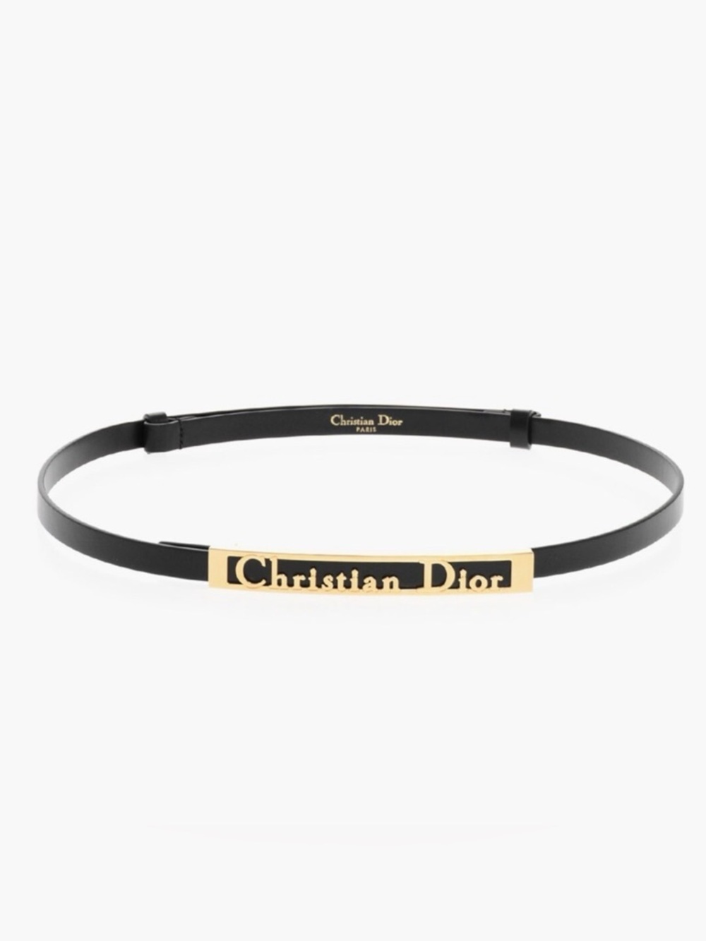 DIOR BLACK LEATHER SIGNATURE SLIM BELT 15MM Medium